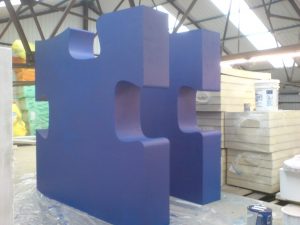 Puzzleteile in Blau 3D